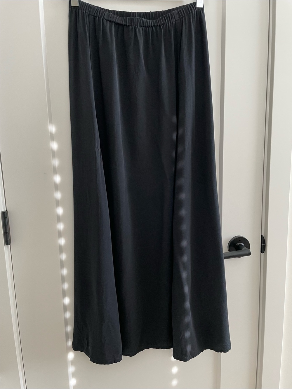 Eileen Fisher a-line silk maxi skirt in black